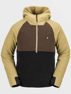 Volcom Polar Fleece Hooded 1/2 Zip Pullover Dark Khaki Volcom