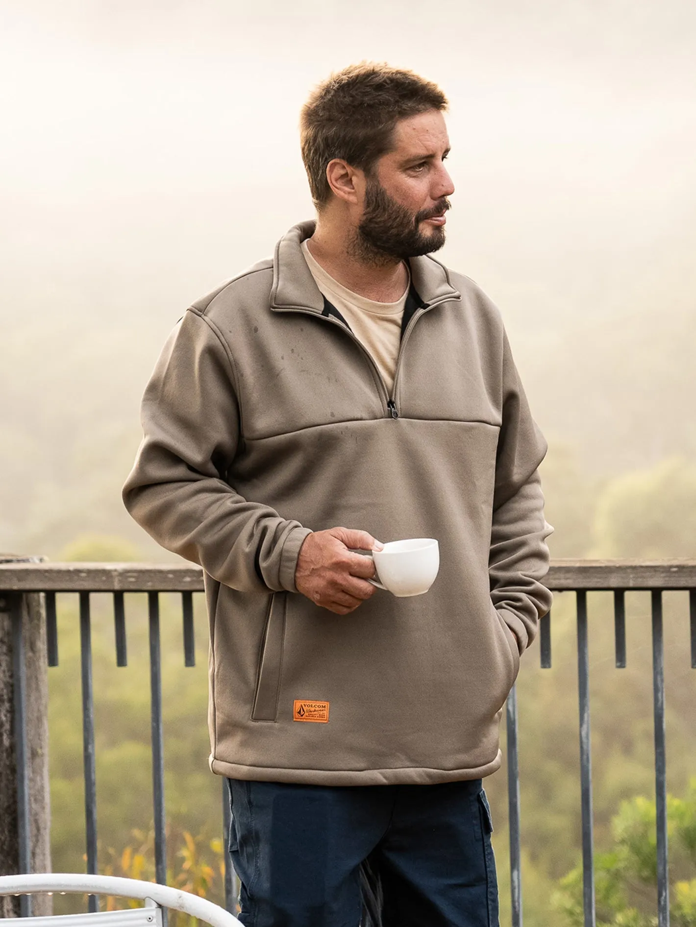 Volcom Volcom Workwear Quarter Zip Fleece Pullover Brindle Volcom