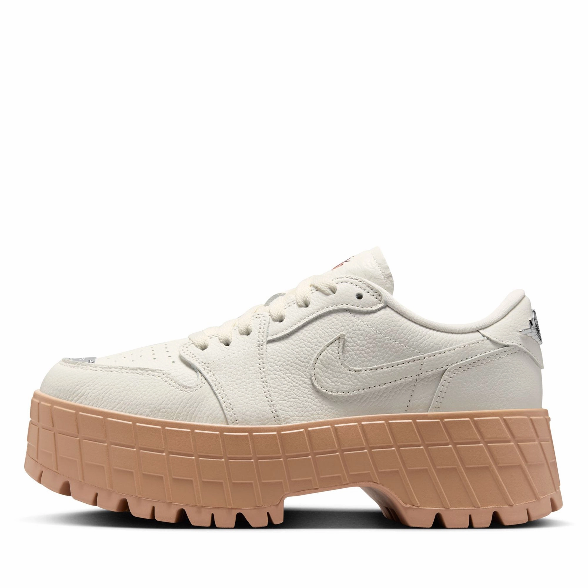 Women's Air Jordan 1 Brooklyn Low - Sail/Metallic Silver Air Jordan signature sneakers