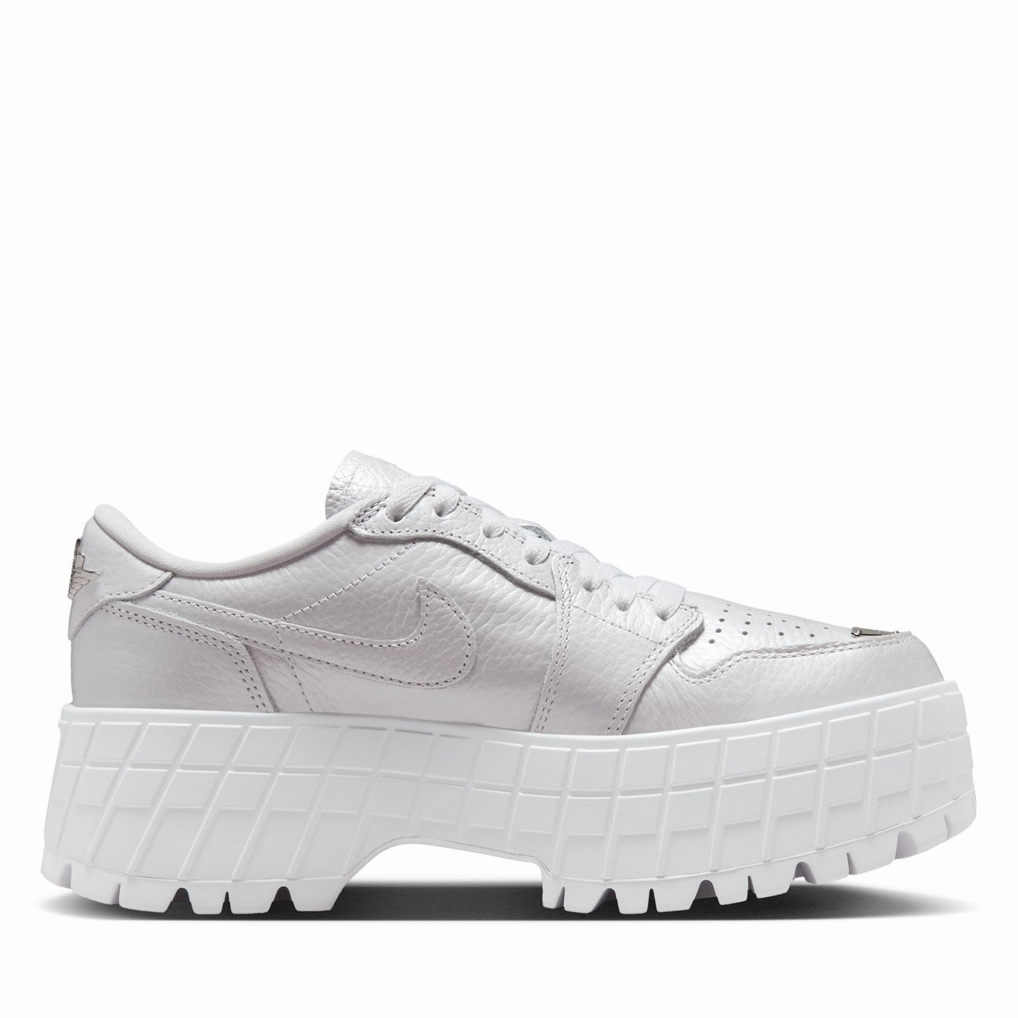 Women's Air Jordan 1 Brooklyn Low - White/Metallic Silver Air Jordan Basketball Shoes for Performance