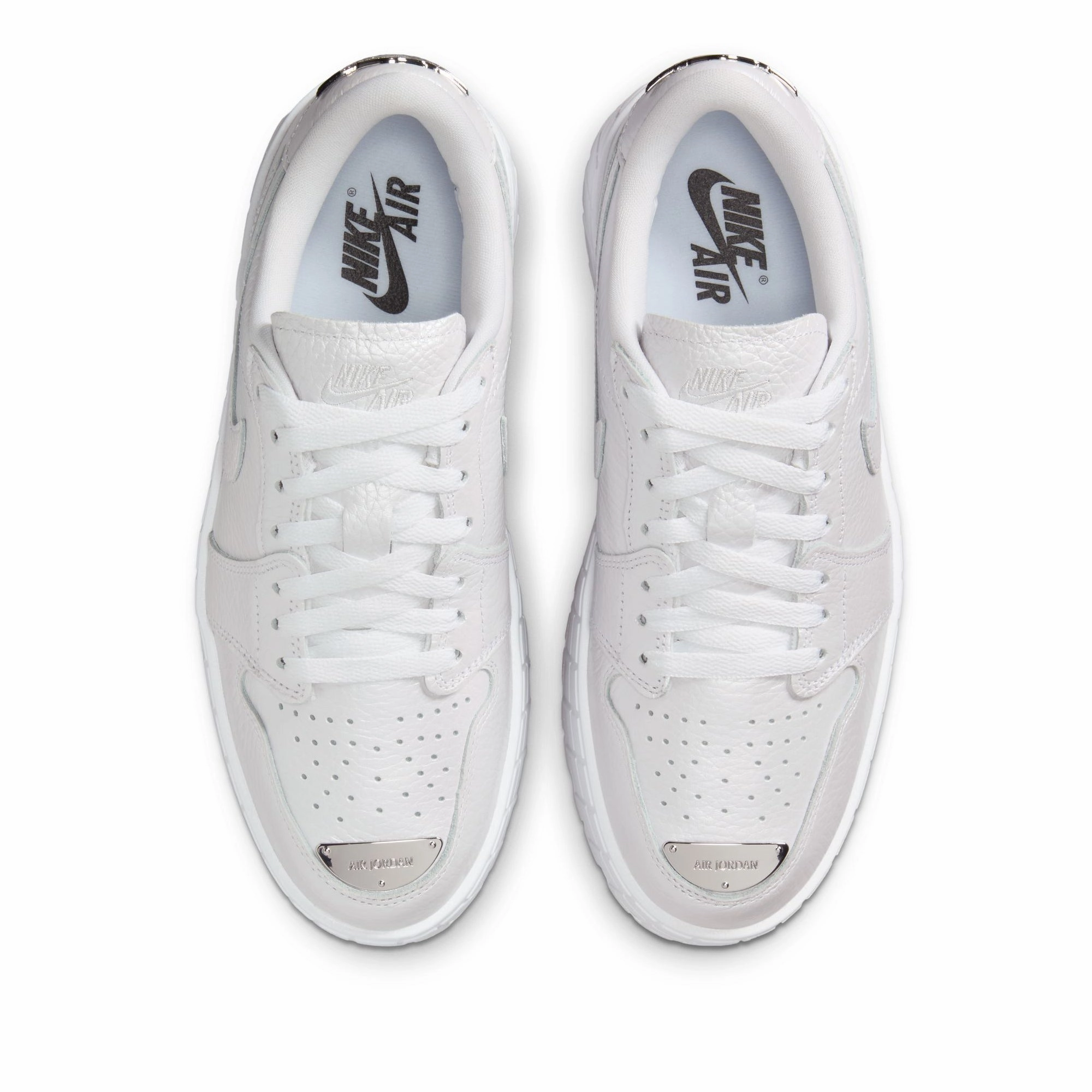 Women's Air Jordan 1 Brooklyn Low - White/Metallic Silver Air Jordan Basketball Shoes for Performance