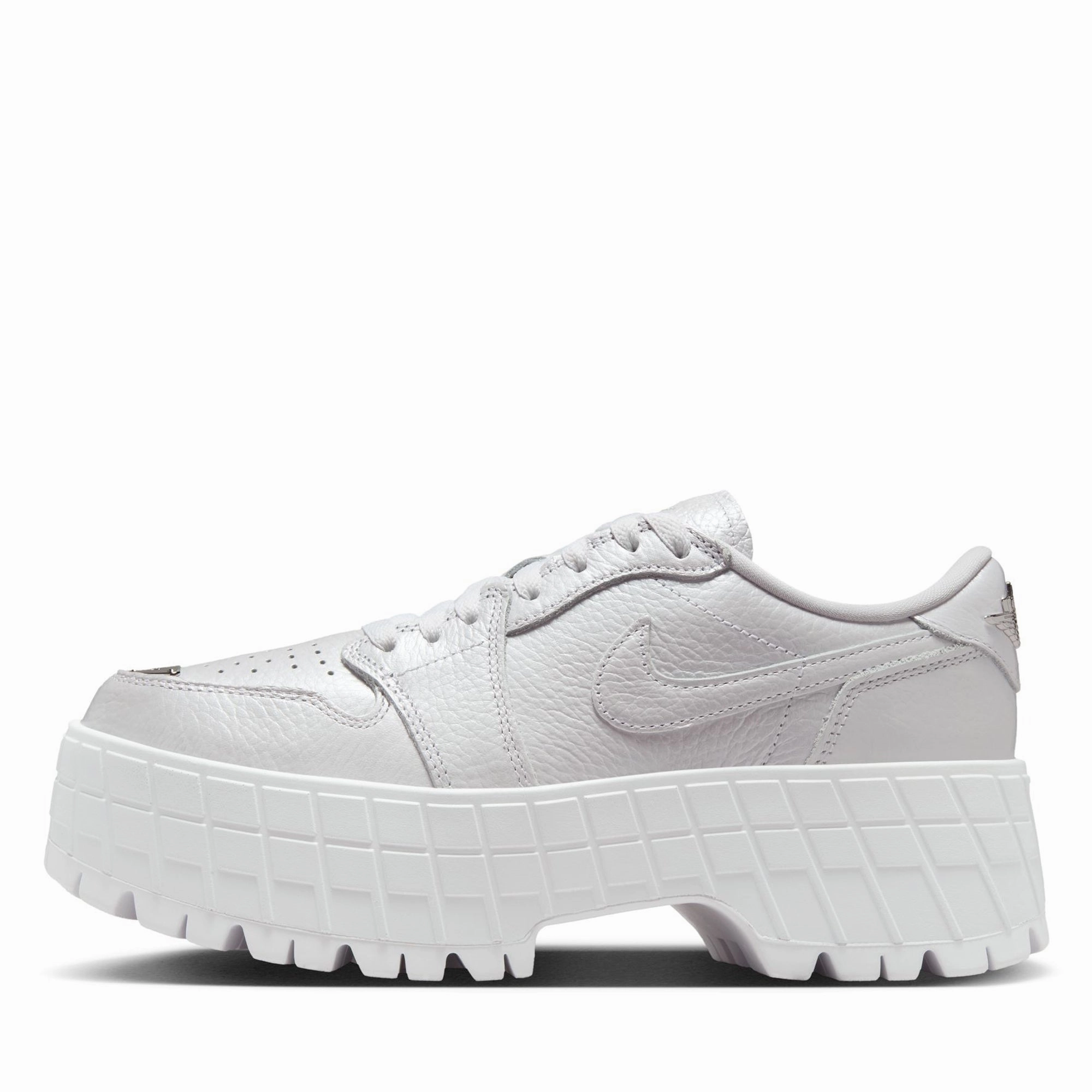 Women's Air Jordan 1 Brooklyn Low - White/Metallic Silver Air Jordan signature sneakers