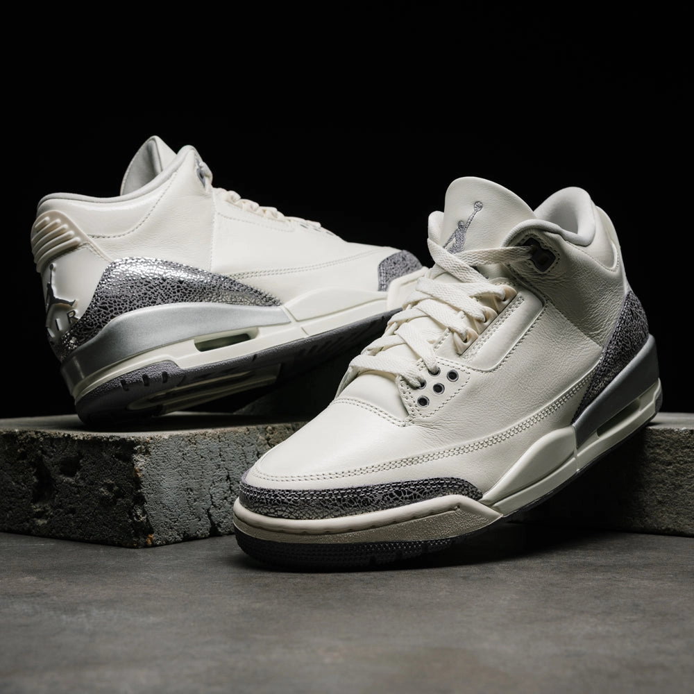 Women's Air Jordan 3 Retro - Sail/Cement Grey Air Jordan Basketball Shoes for Performance