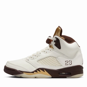 Women's Air Jordan 5 Retro - Earth/Metallic Gold Air Jordan signature sneakers