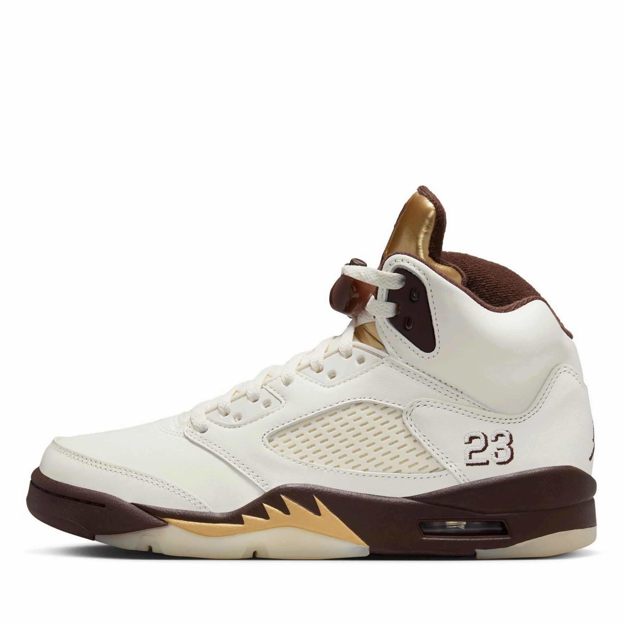Women's Air Jordan 5 Retro - Earth/Metallic Gold Air Jordan signature sneakers