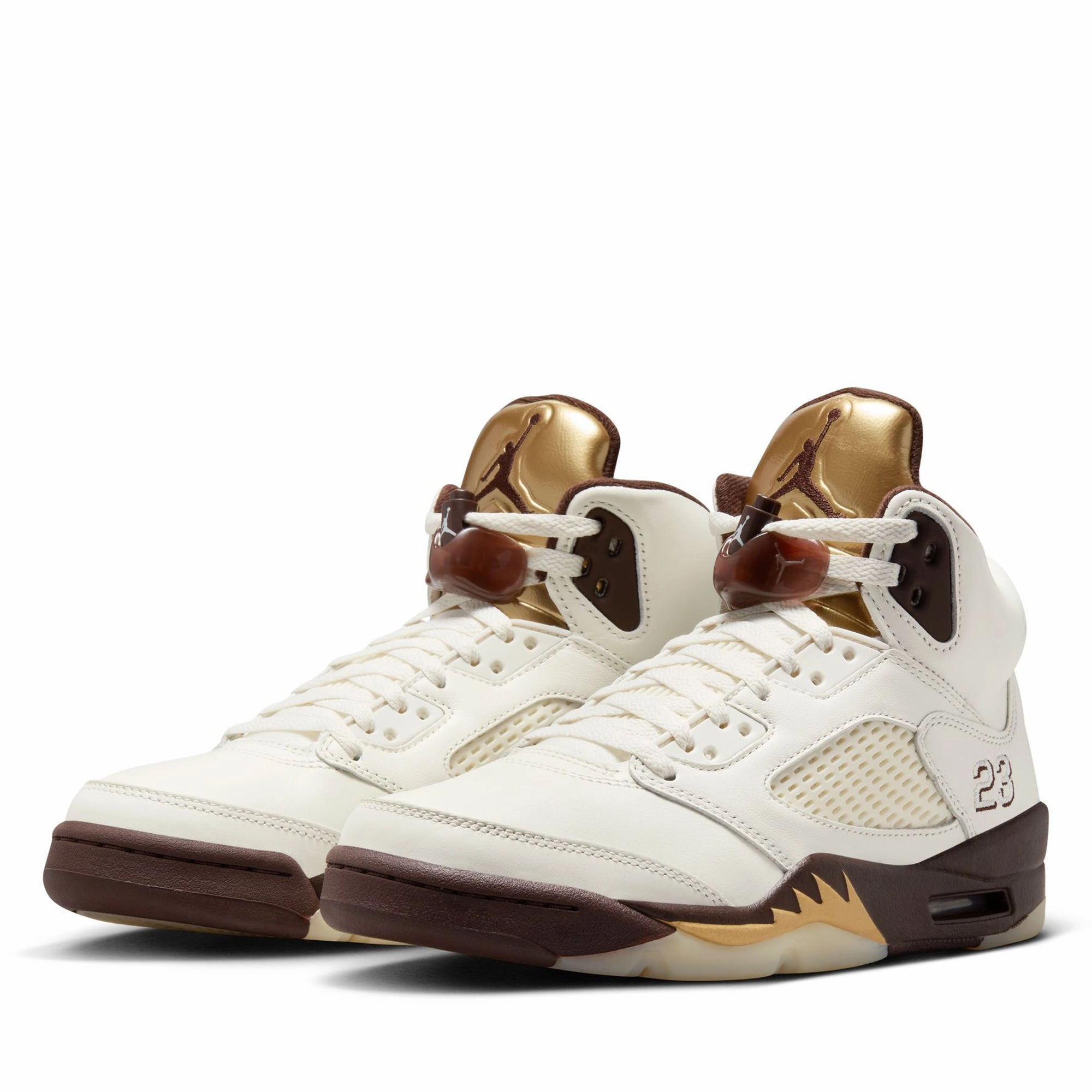 Women's Air Jordan 5 Retro - Earth/Metallic Gold Air Jordan Basketball Shoes for Performance
