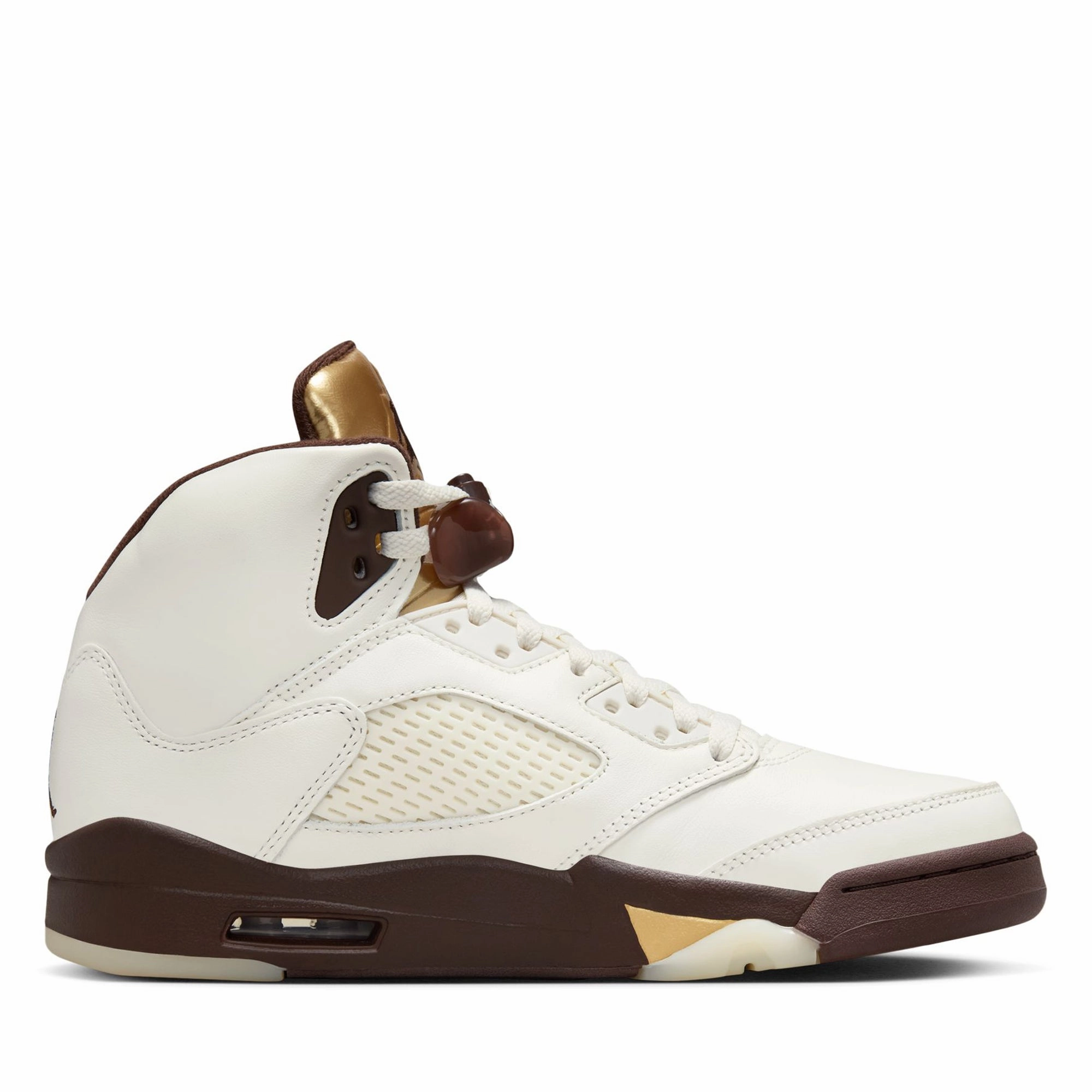 Women's Air Jordan 5 Retro - Earth/Metallic Gold Air Jordan Basketball Shoes for Performance