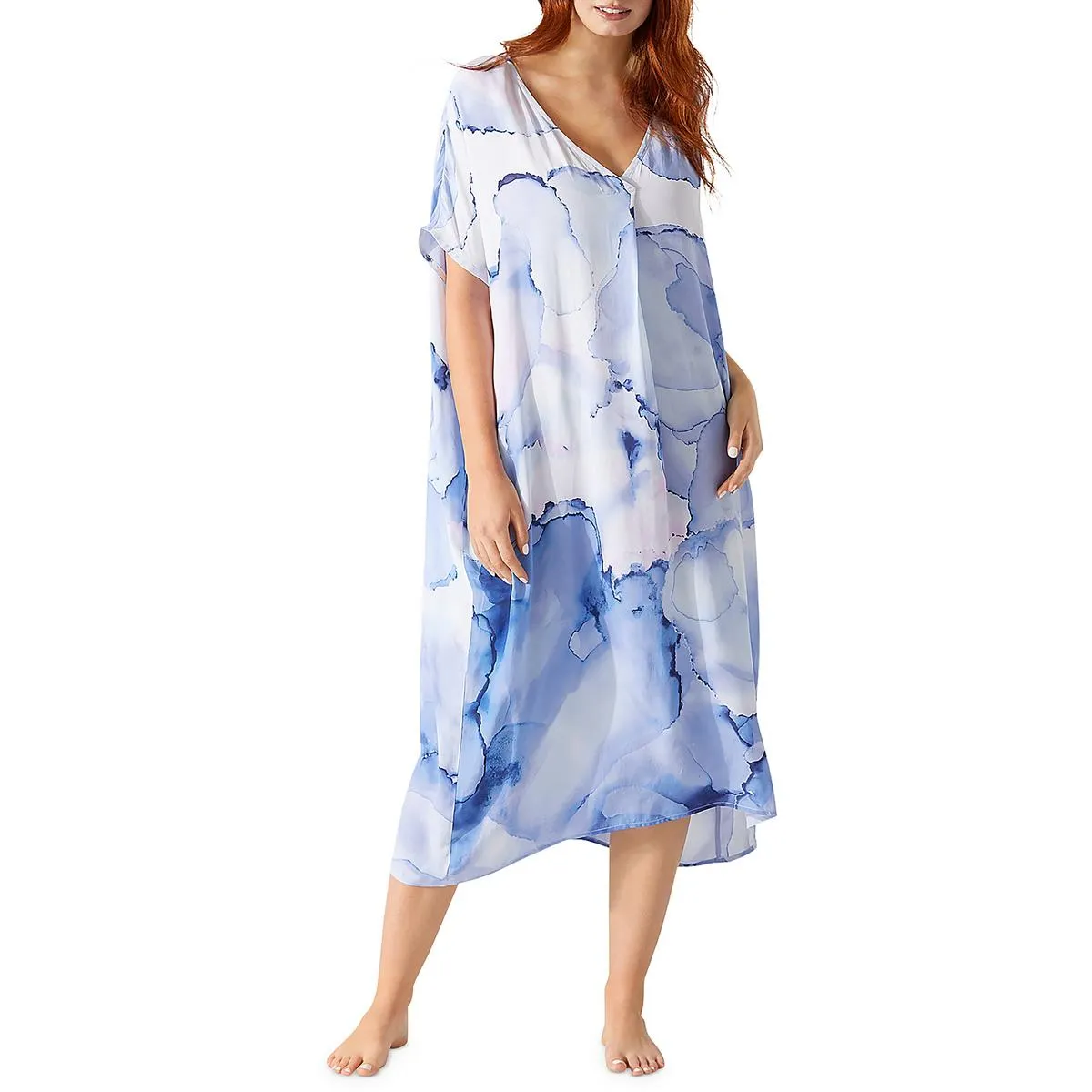 Womens Marble V-Neck Cover-Up