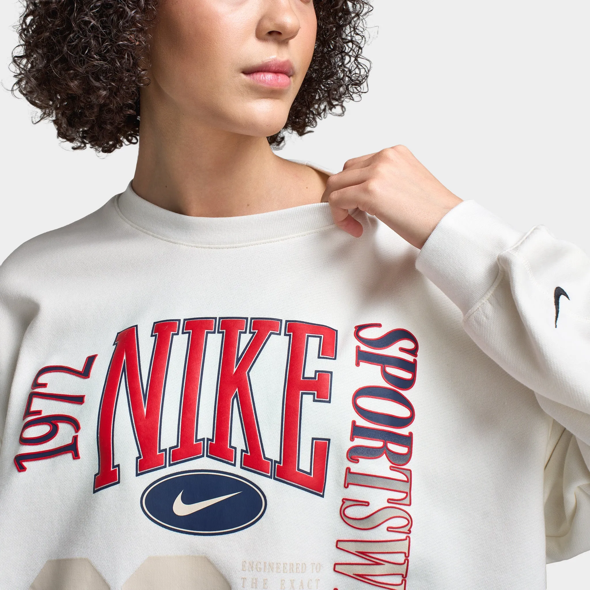 Womens Nike Nike Sportswear Women's Fleece Crewneck Sweatshirt Sail / Black