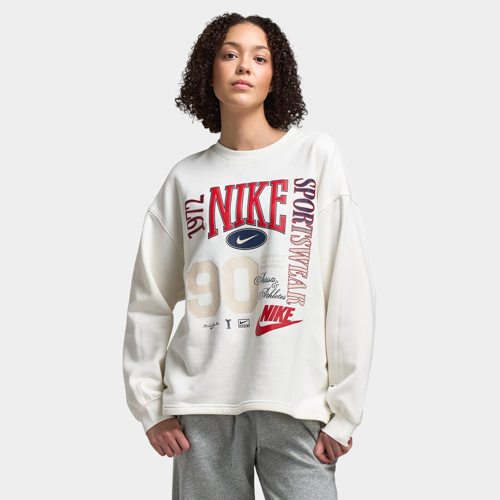 Womens Nike Nike Sportswear Women's Fleece Crewneck Sweatshirt Sail / Black