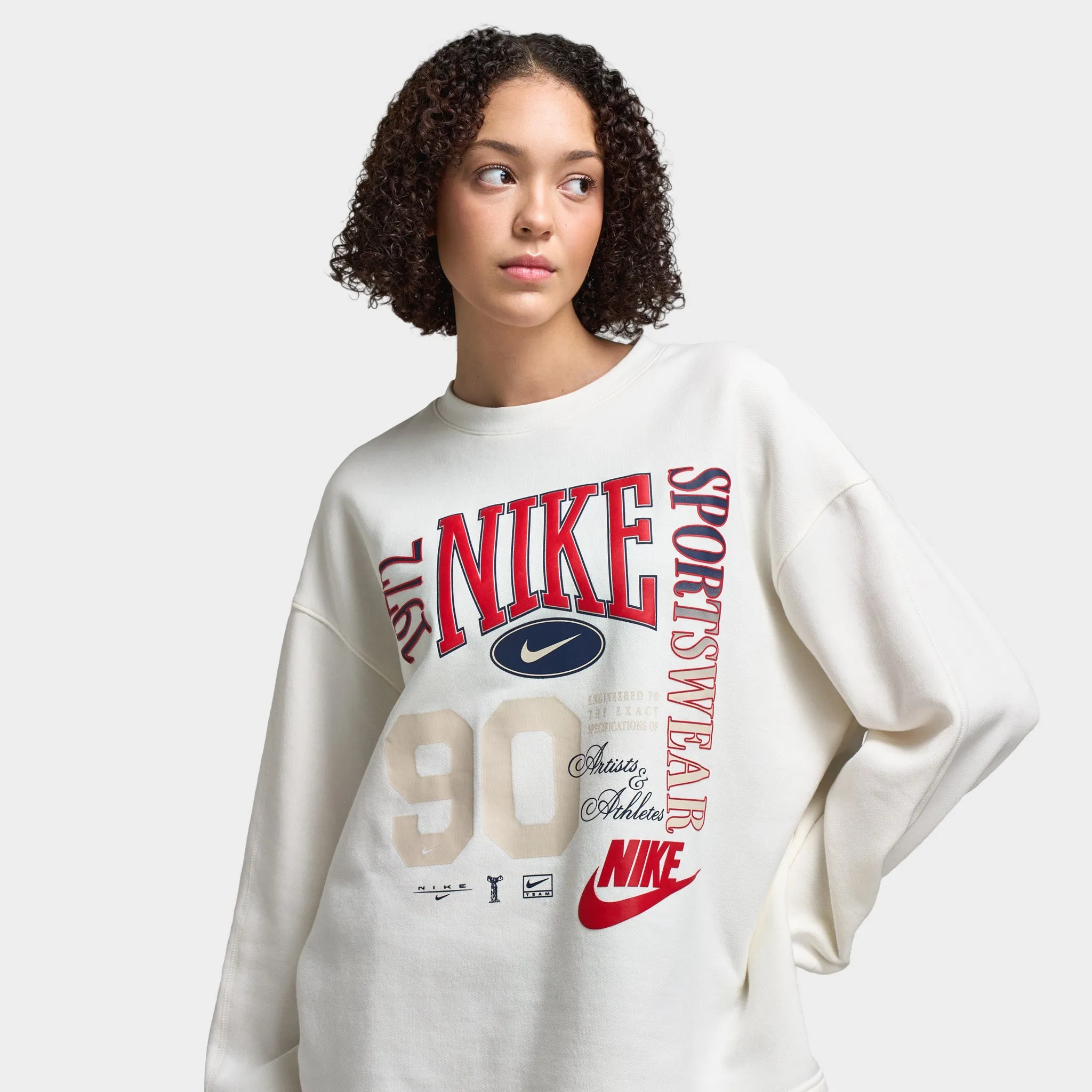 Womens Nike Nike Sportswear Women's Fleece Crewneck Sweatshirt Sail / Black
