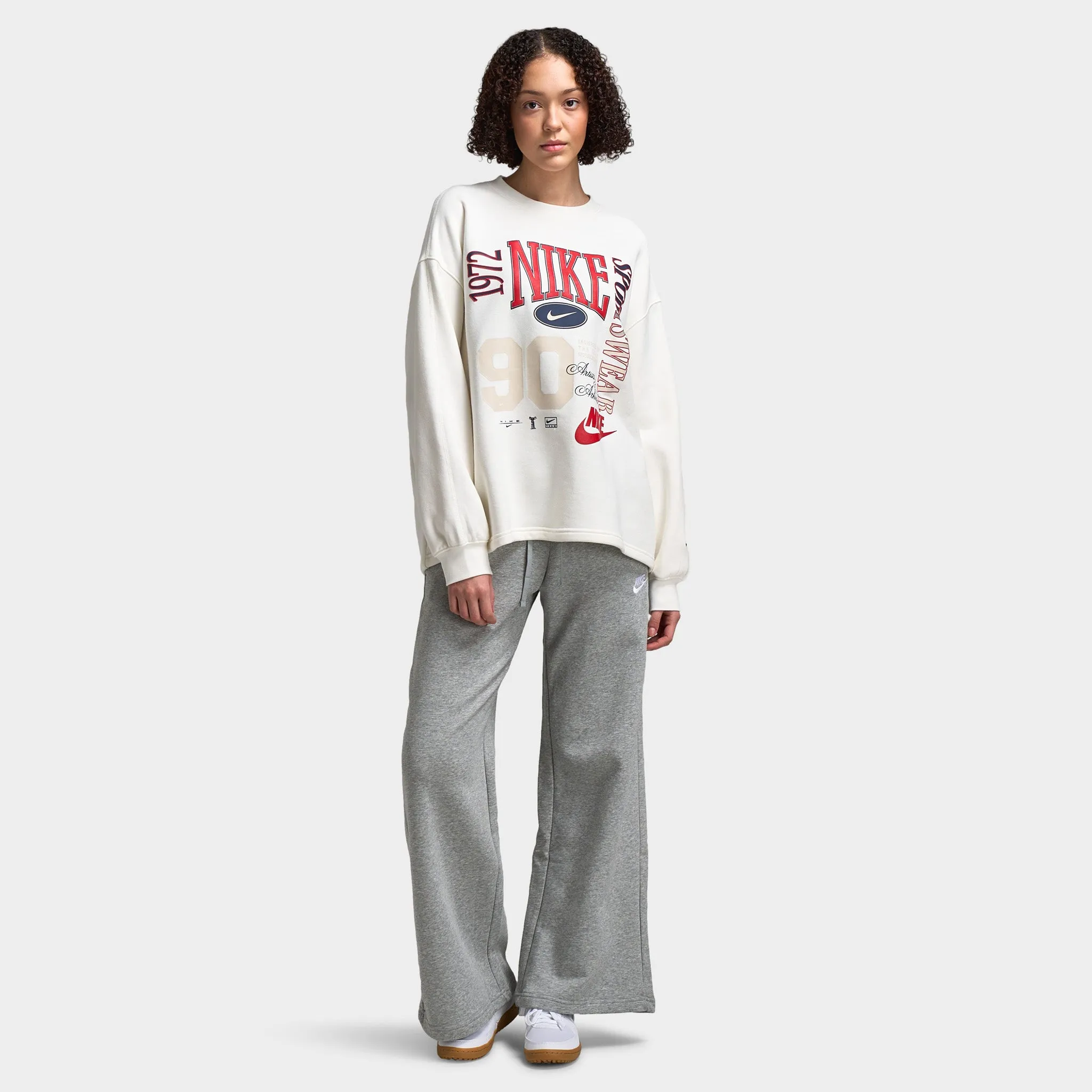 Womens Nike Nike Sportswear Women's Fleece Crewneck Sweatshirt Sail / Black