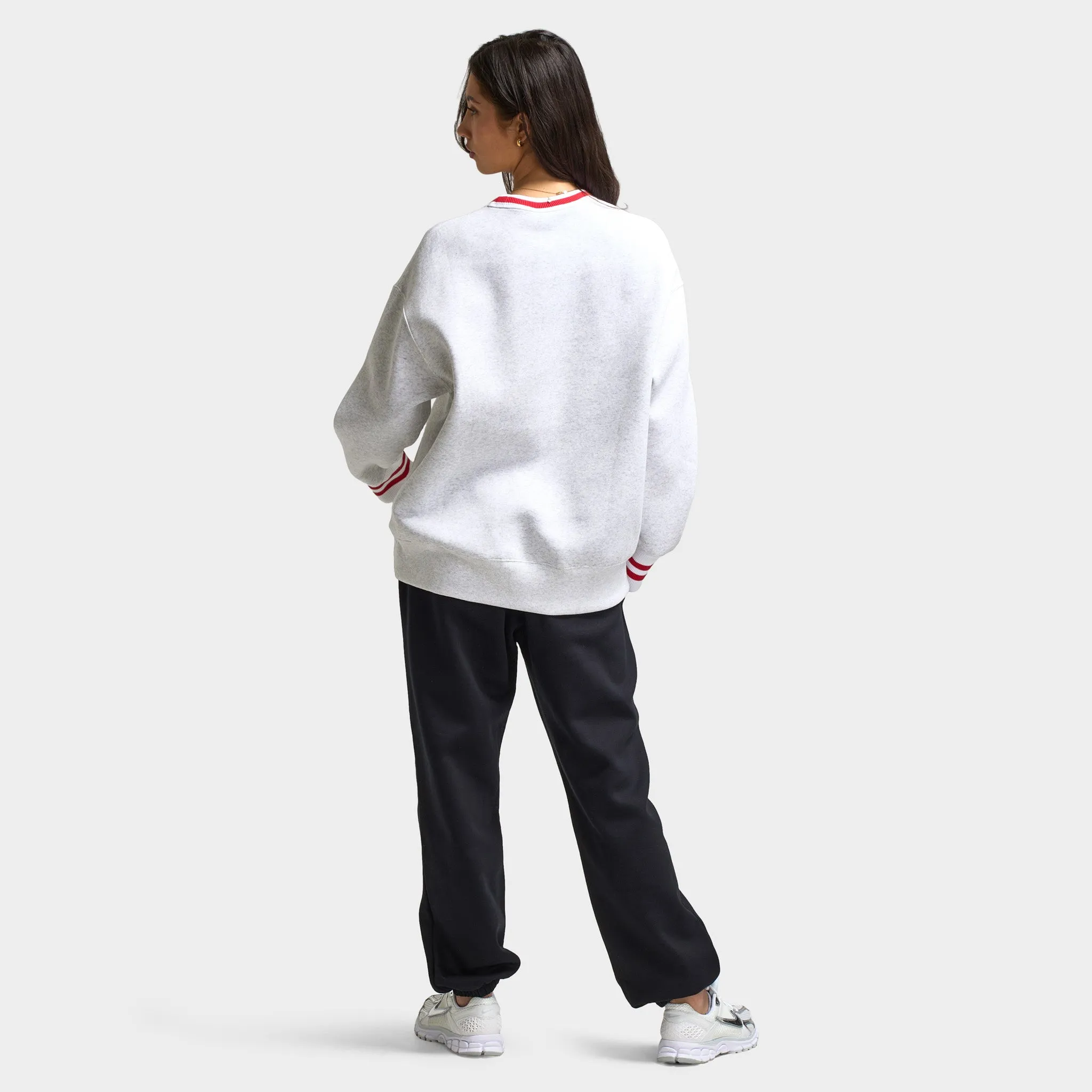 Womens Nike Nike Sportswear Women's Graphic Oversized Long Crewneck Sweatshirt / Birch Heather