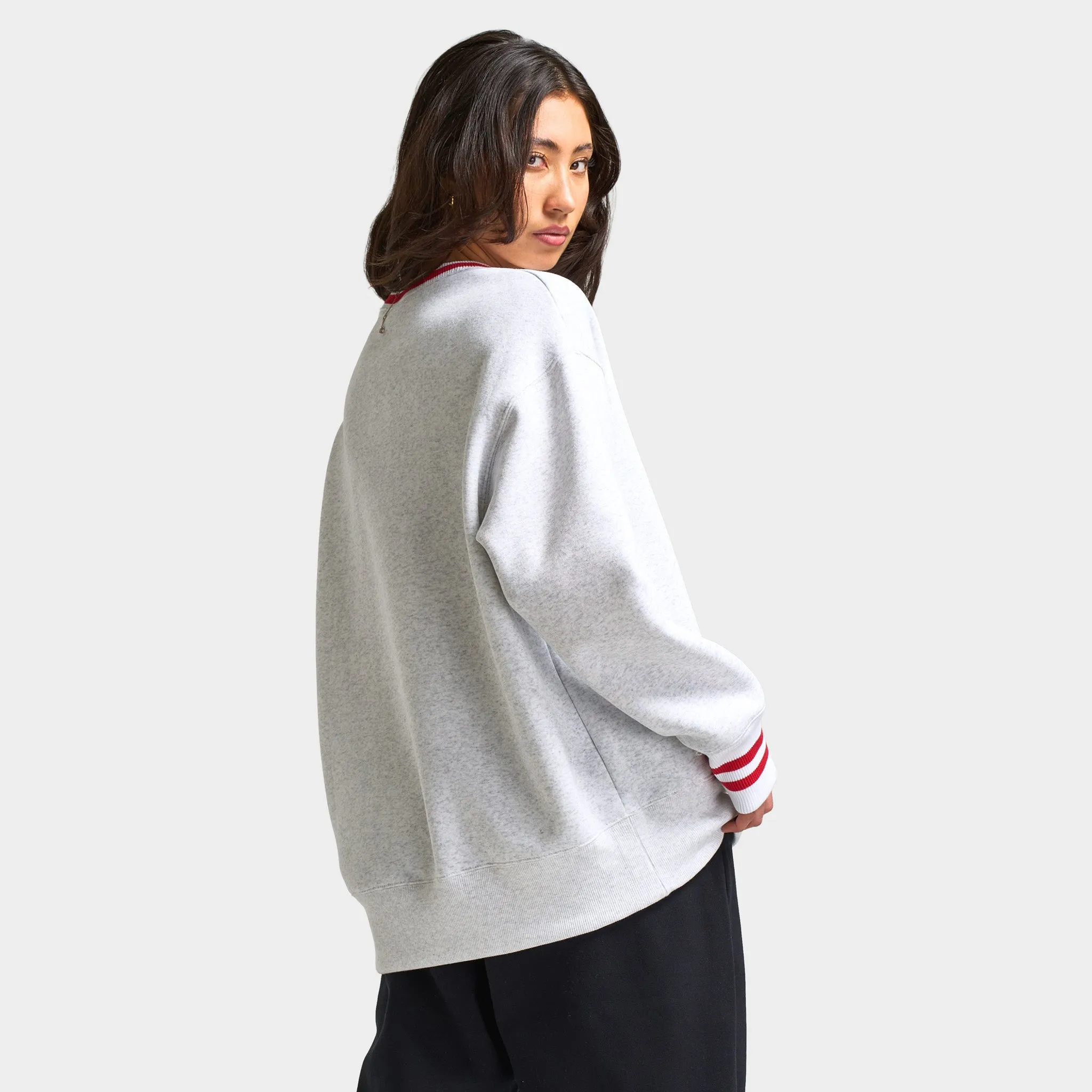 Womens Nike Nike Sportswear Women's Graphic Oversized Long Crewneck Sweatshirt / Birch Heather