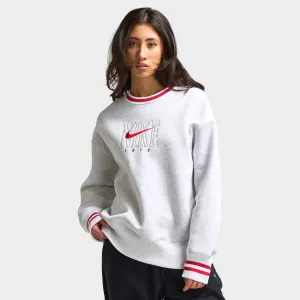 Womens Nike Nike Sportswear Women's Graphic Oversized Long Crewneck Sweatshirt / Birch Heather