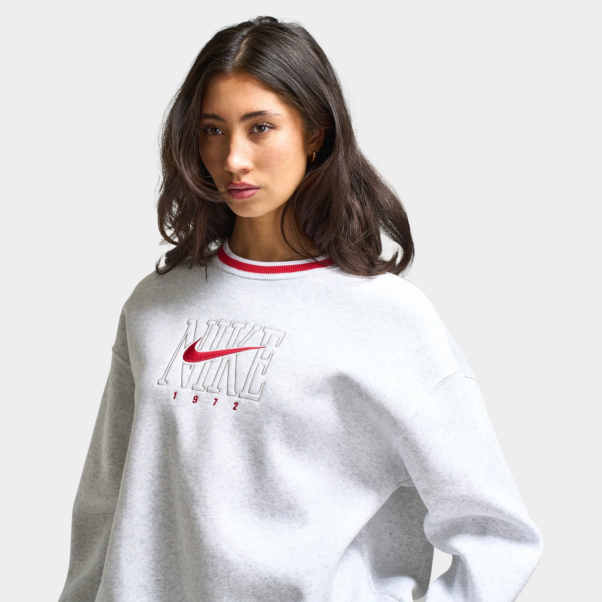 Womens Nike Nike Sportswear Women's Graphic Oversized Long Crewneck Sweatshirt / Birch Heather