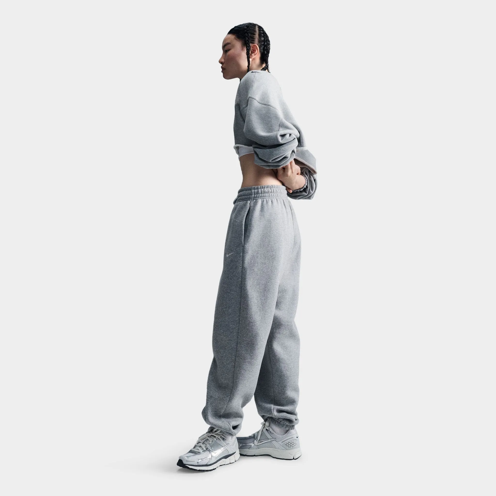 Womens Nike Nike Sportswear Women's Phoenix High-Waisted Oversized Sweatpants Dk Grey Heather / Sail