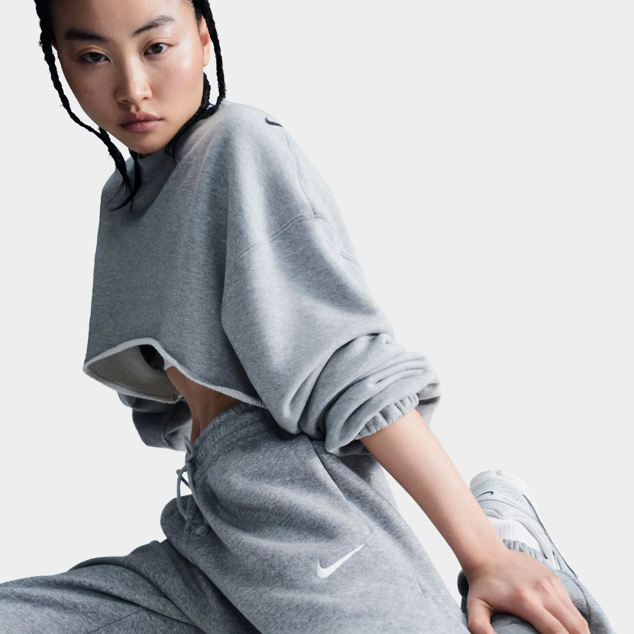 Womens Nike Nike Sportswear Women's Phoenix High-Waisted Oversized Sweatpants Dk Grey Heather / Sail