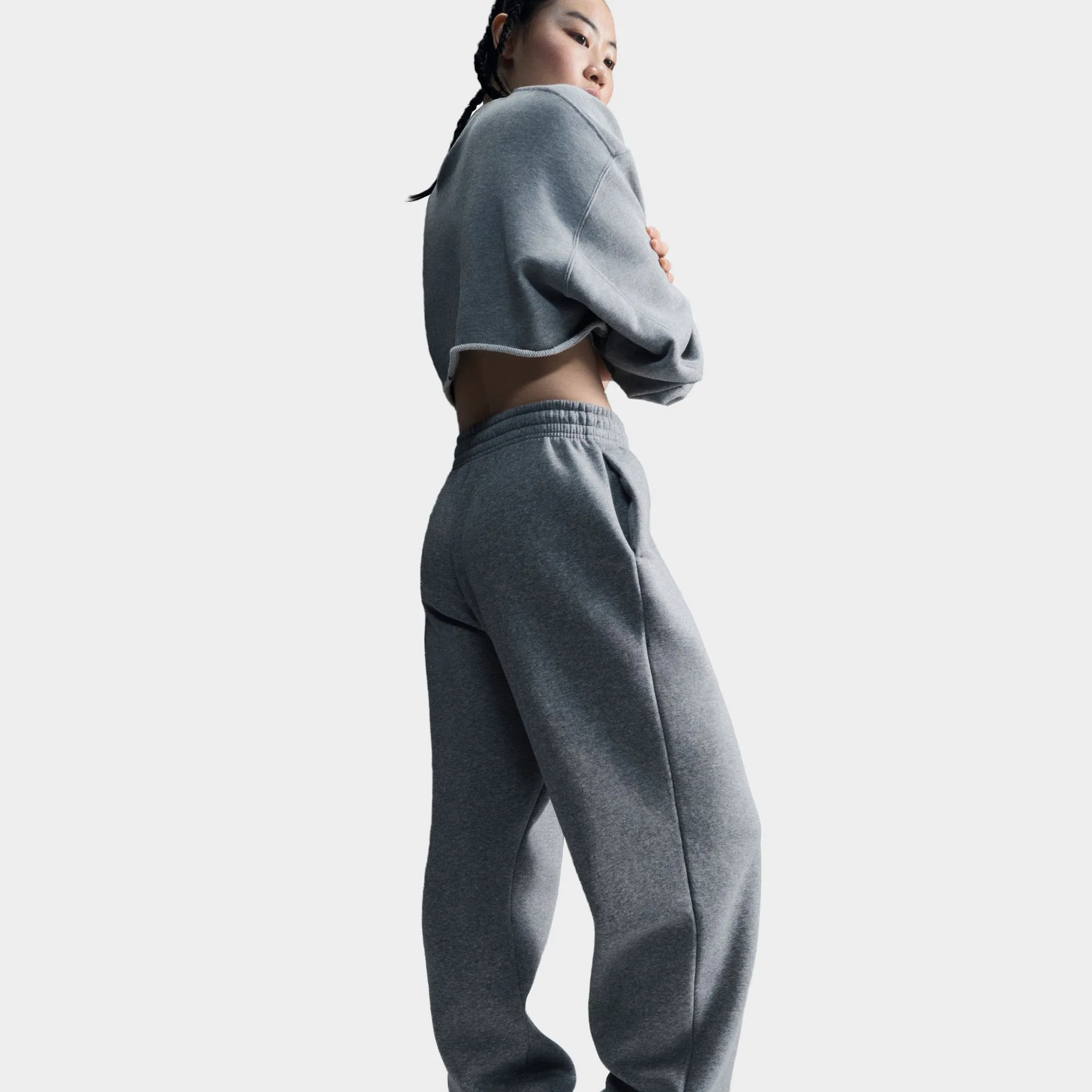 Womens Nike Nike Sportswear Women's Phoenix High-Waisted Oversized Sweatpants Dk Grey Heather / Sail