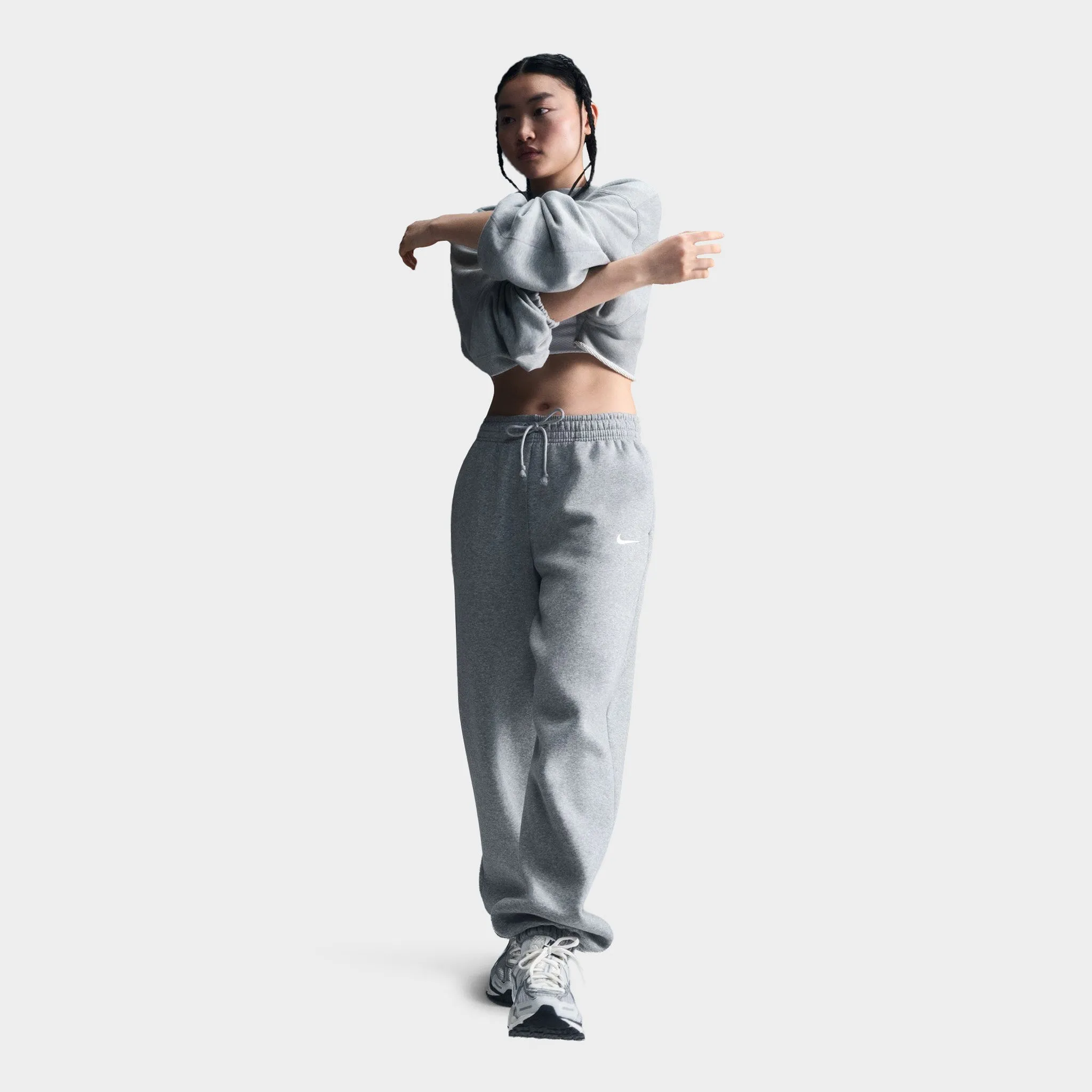 Womens Nike Nike Sportswear Women's Phoenix High-Waisted Oversized Sweatpants Dk Grey Heather / Sail