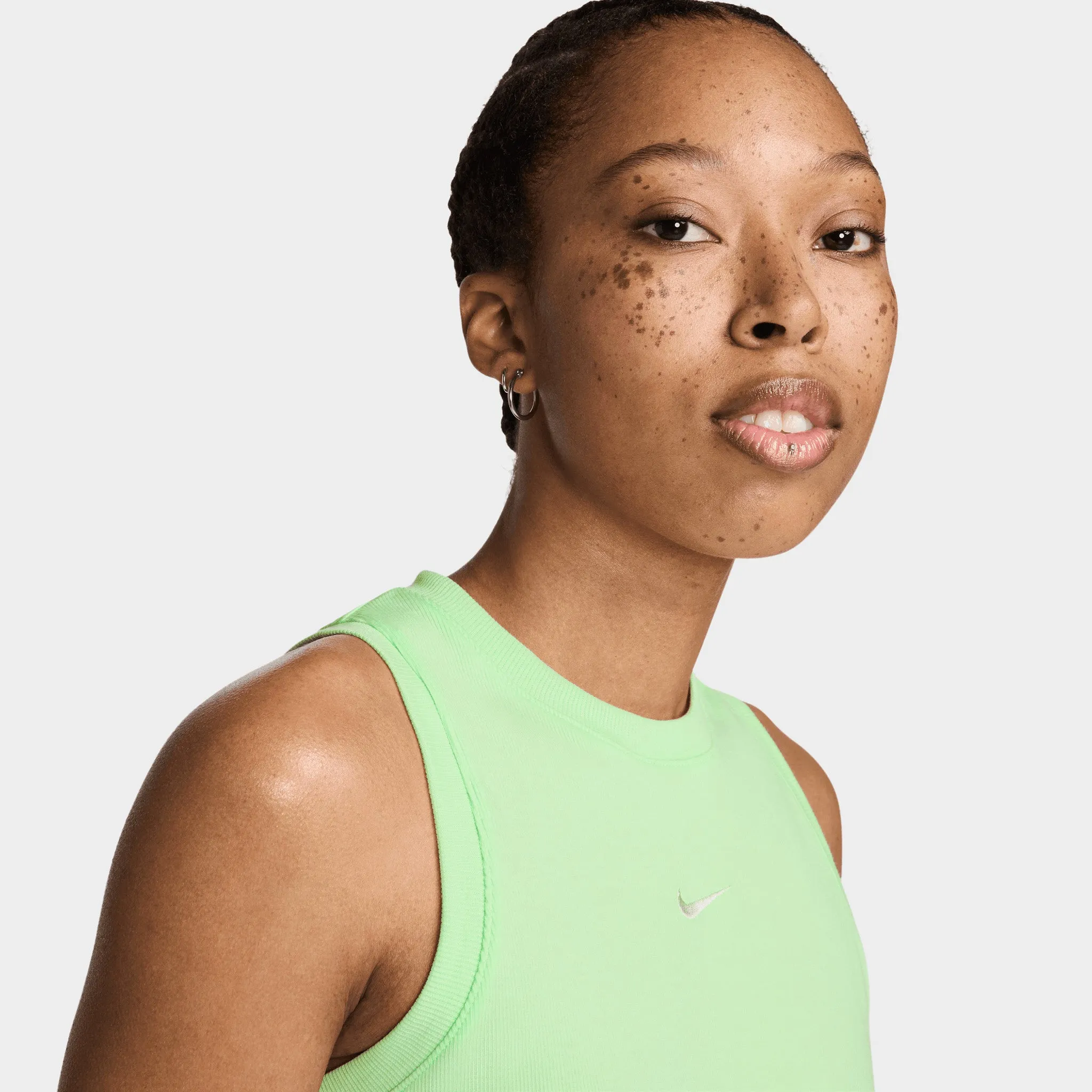 Womens Nike Nike Sportswear Women's Tight Cropped Mini-Rib Tank Vapor Green / Sail