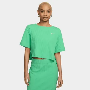 Womens Nike Nike Women's Sportswear Ribbed Jersey Short Sleeve Top Spring Green / White