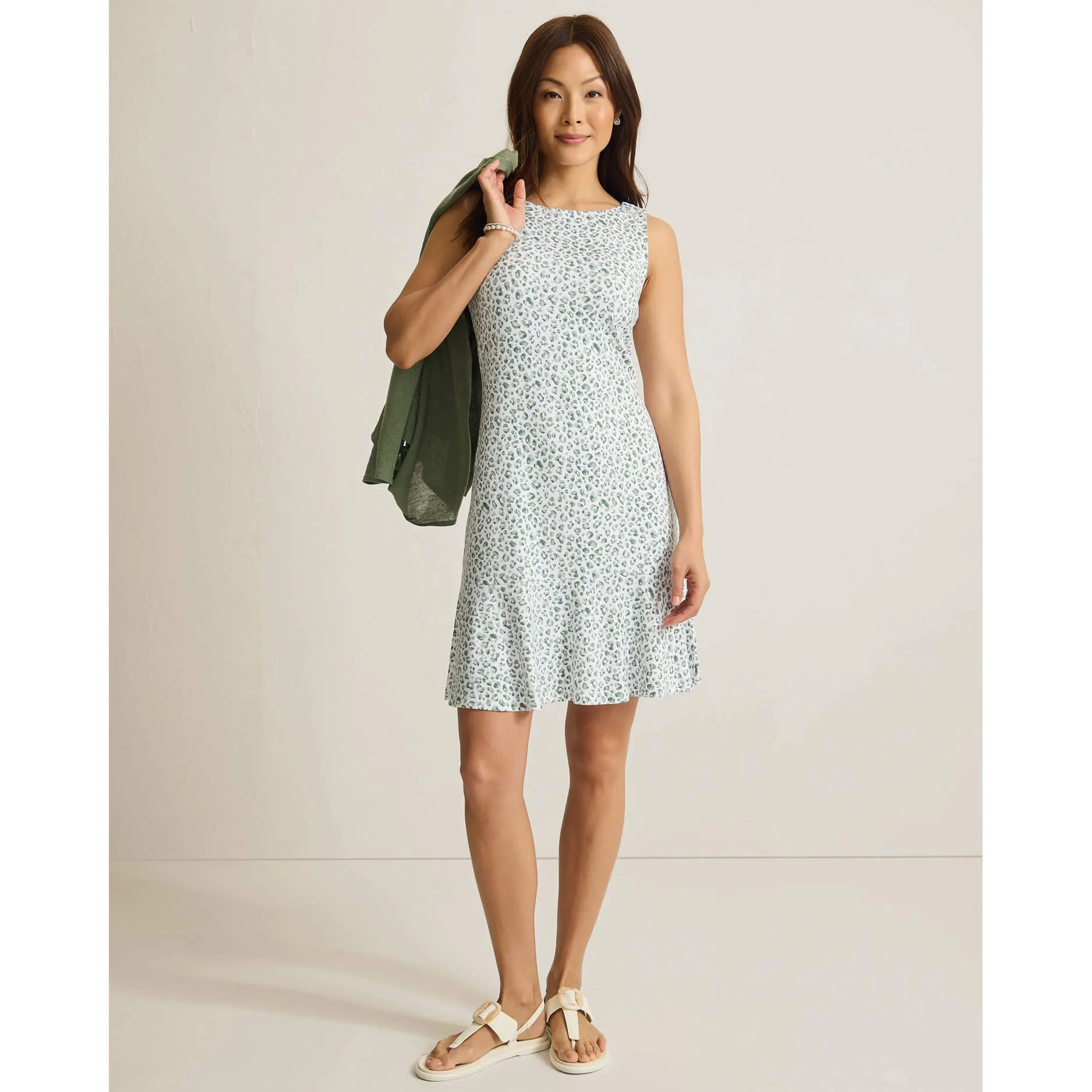 Womens Tommy Bahama Sportswear Tommy Bahama Women's Darcy Lux Leo Flounce Dress - Aloe