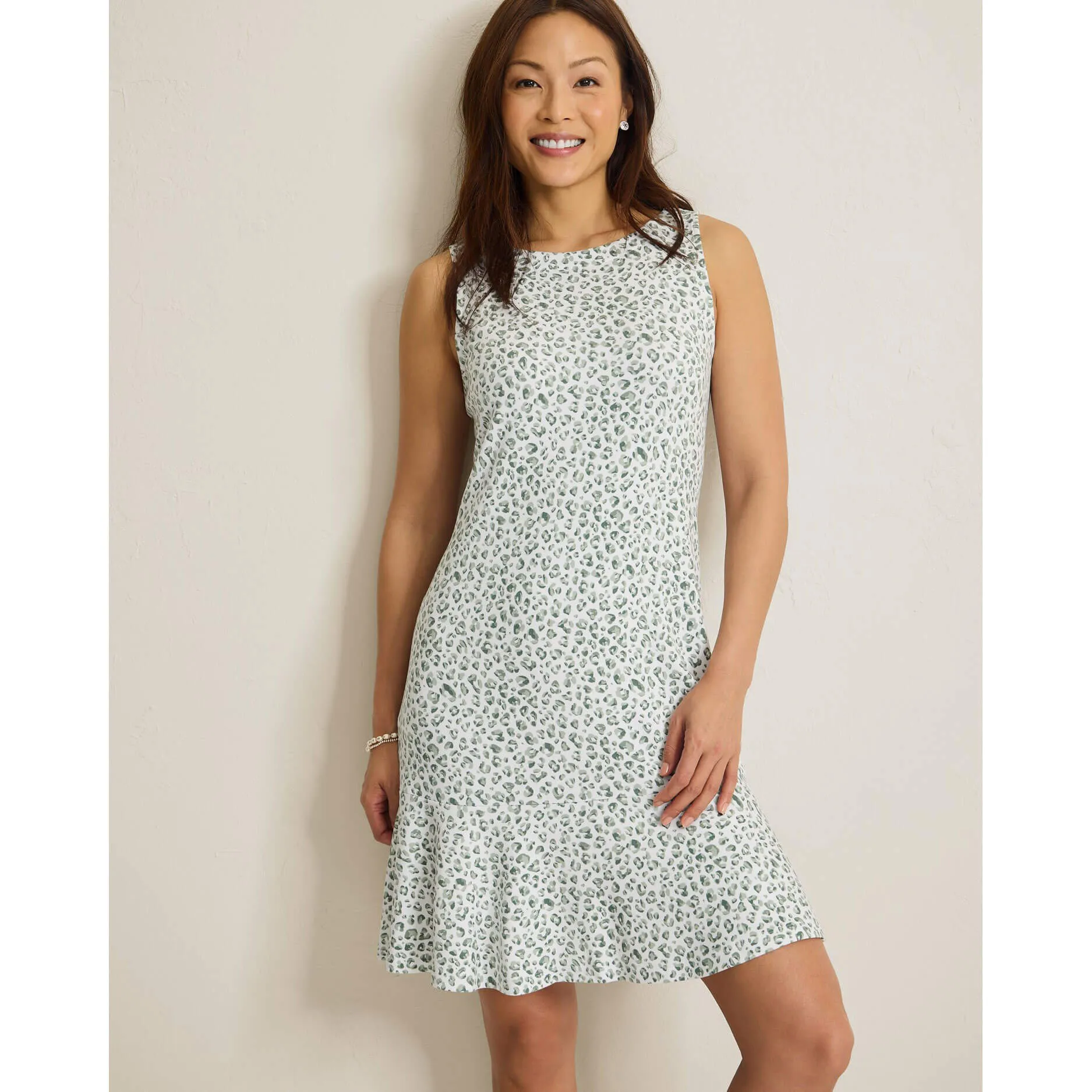 Womens Tommy Bahama Sportswear Tommy Bahama Women's Darcy Lux Leo Flounce Dress - Aloe