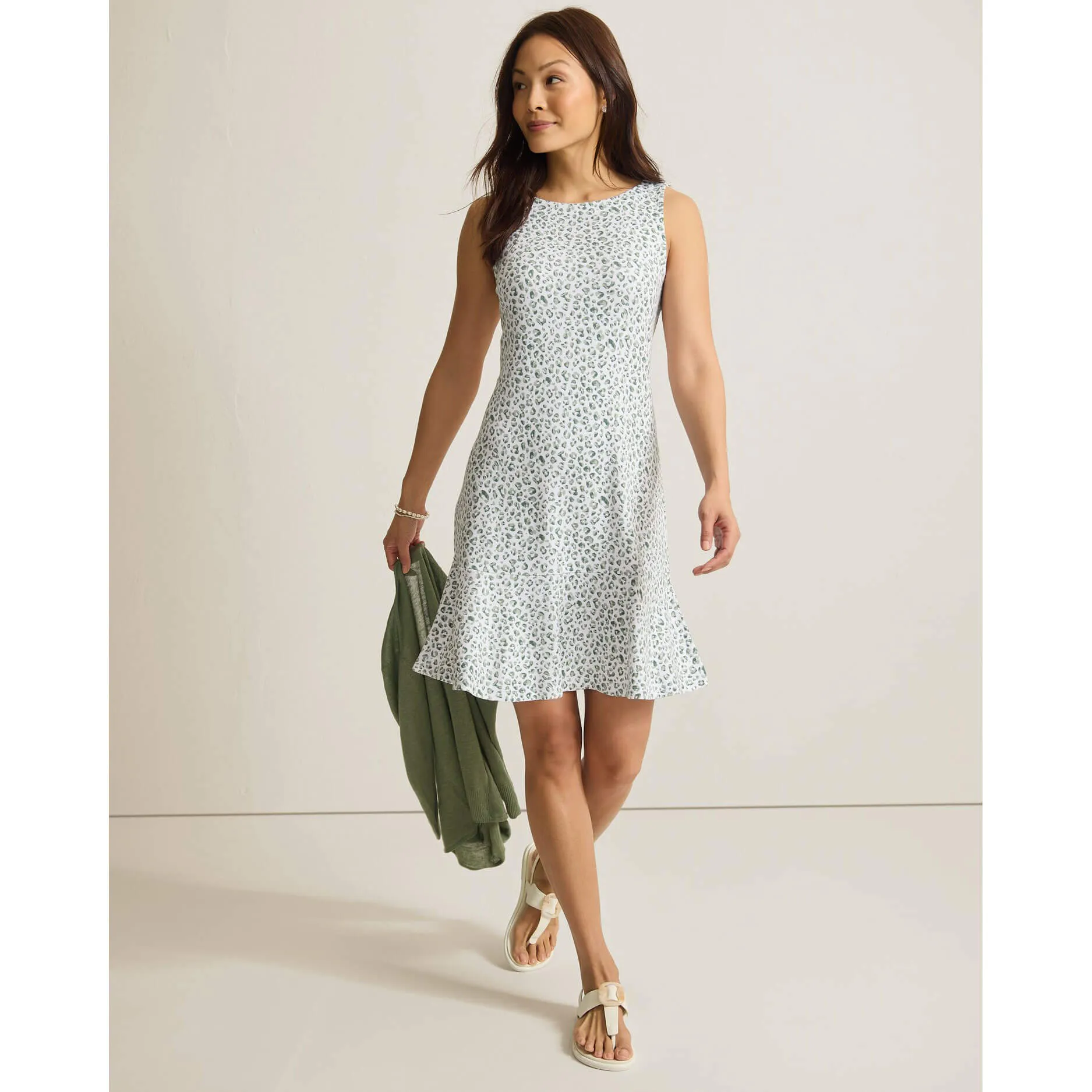 Womens Tommy Bahama Sportswear Tommy Bahama Women's Darcy Lux Leo Flounce Dress - Aloe