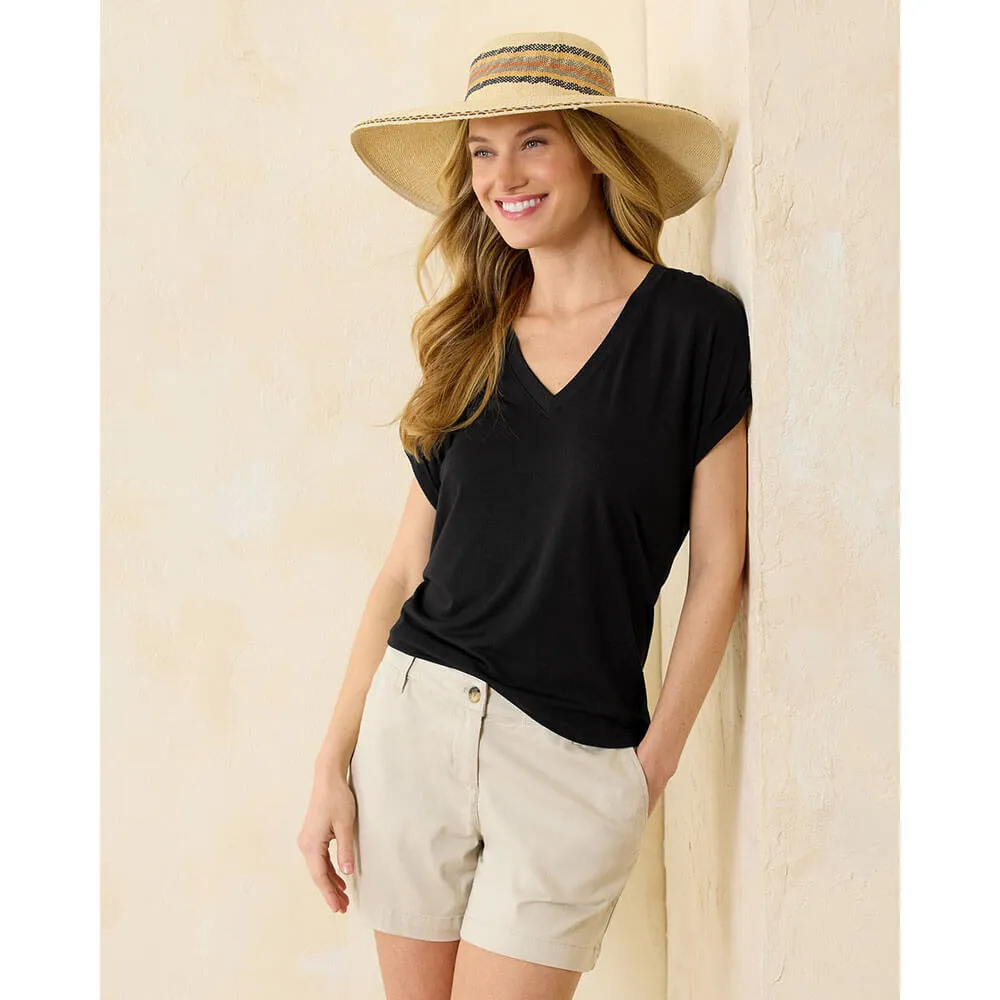 Womens Tommy Bahama Sportswear Tommy Bahama Women's Kauai Jersey V-Neck T-Shirt - Black