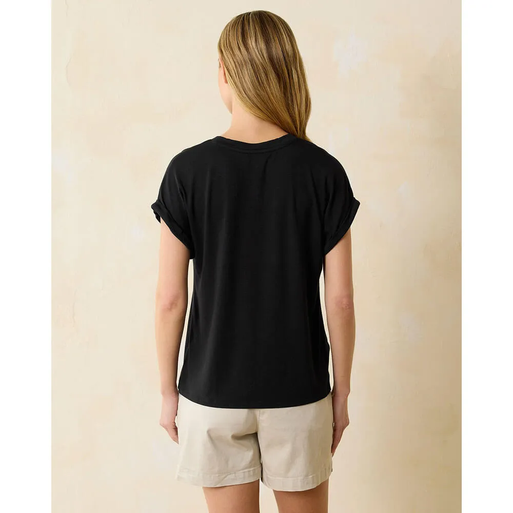 Womens Tommy Bahama Sportswear Tommy Bahama Women's Kauai Jersey V-Neck T-Shirt - Black