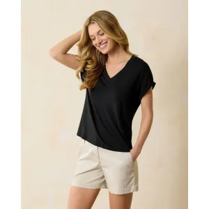 Womens Tommy Bahama Sportswear Tommy Bahama Women's Kauai Jersey V-Neck T-Shirt - Black