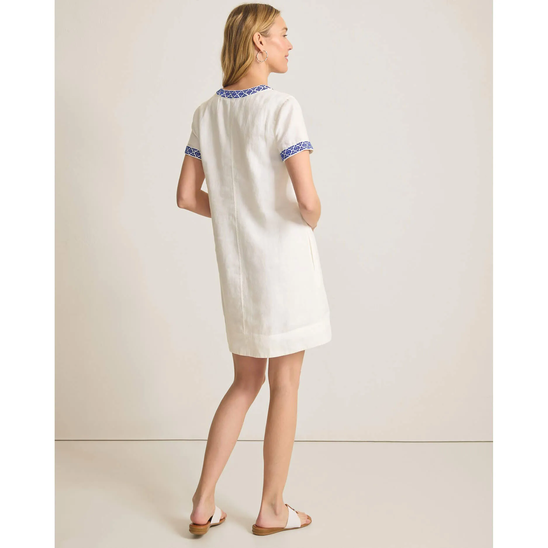 Womens Tommy Bahama Sportswear Tommy Bahama Women's Two Palms Coastal Tiles Linen Dress - Cobalt Haze