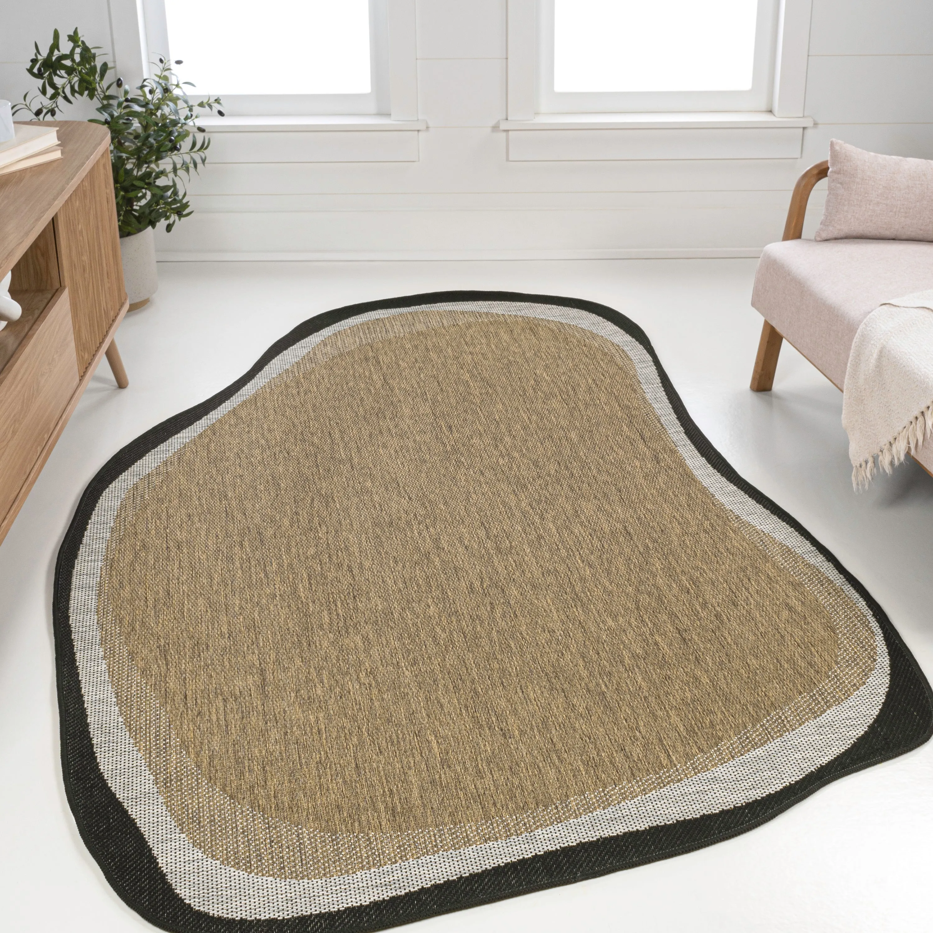 Wyatt Modern Rustic Abstract Indoor/Outdoor Shaped Area Rug Jonathan Y Home