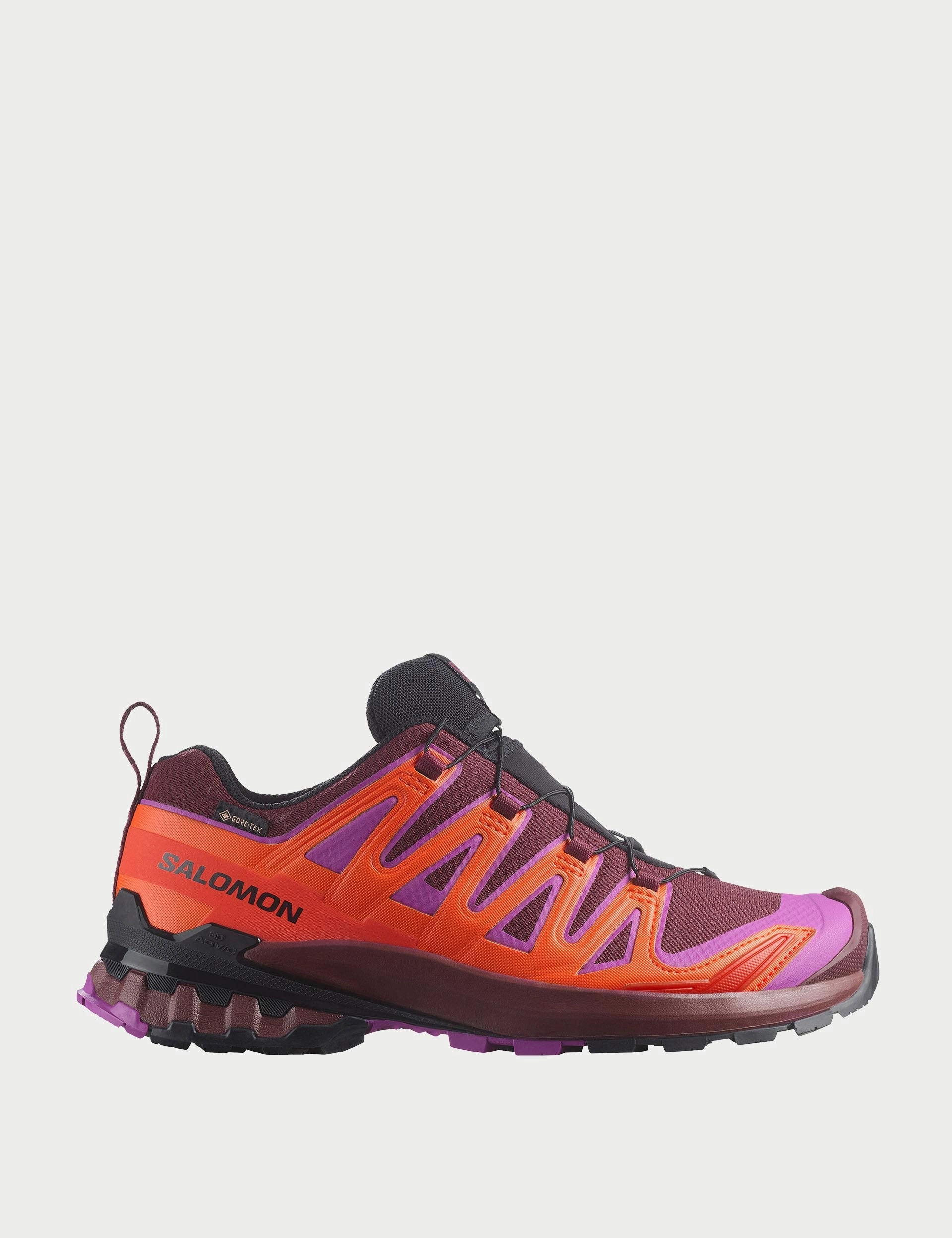 XA Pro 3D V9 Gore-Tex - Tawny Port/Red Orange/Willowherb Salomon trail running shoes for rugged terrain