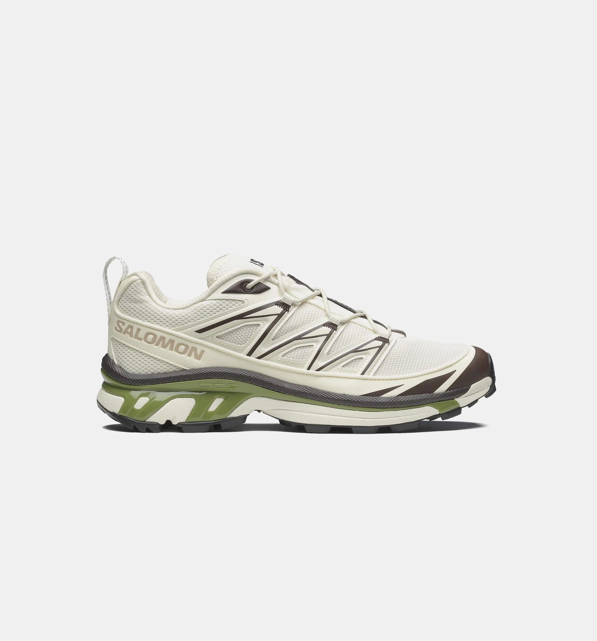 XT 6 Expanse Mens Lifestyle Shoe - Vanilla Ice/Black Coffee/Green Salomon hiking shoes with grip and durability